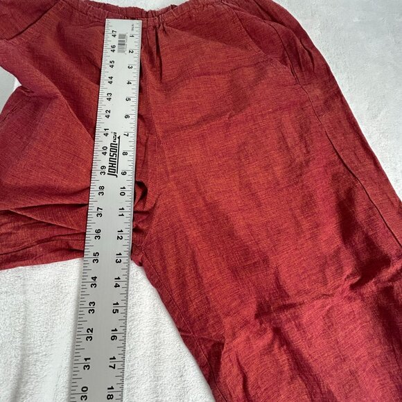 CP Shades Womens Red Wide-Leg Cropped Pants Small Pull-On Elastic Waist Pockets - Picture 8 of 11